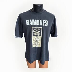 Ramones CBGB Rock Festival T-Shirt 1-2-3-4 Graphic Punk Band Tee Black XL Y2K